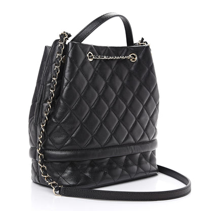 Chanel Caviar Quilted Large Rolled Up Bucket Drawstring Bag Black 2 of 9