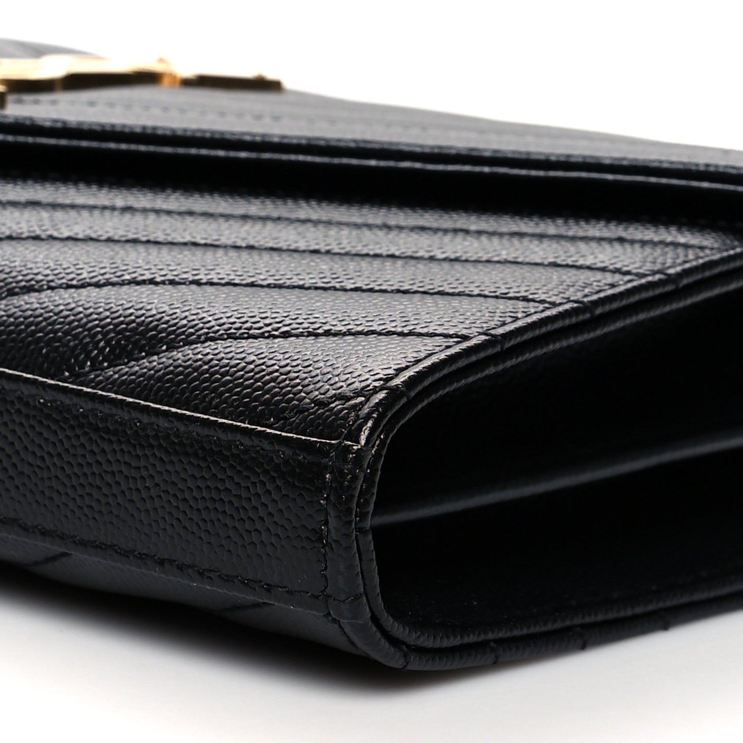 Grain De Poudre Matelasse Chevron Monogram Chain Wallet Black