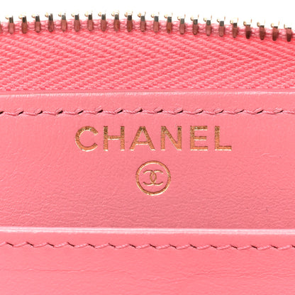 Chanel Caviar Quilted Large Gusset Zip Around Wallet Pink 10 of 19
