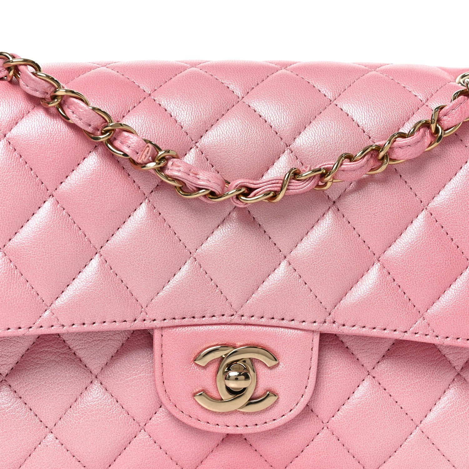Chanel Cloudy Pearly Goatskin Quilted Medium Double Flap Pink 8 of 11