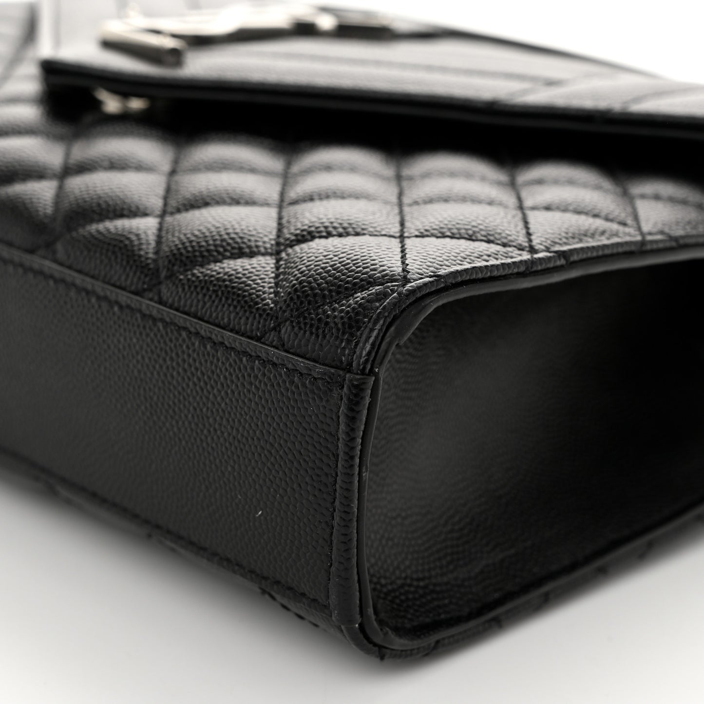 Grain De Poudre Textured Mixed Matelasse Triquilt Medium Monogram Satchel Black