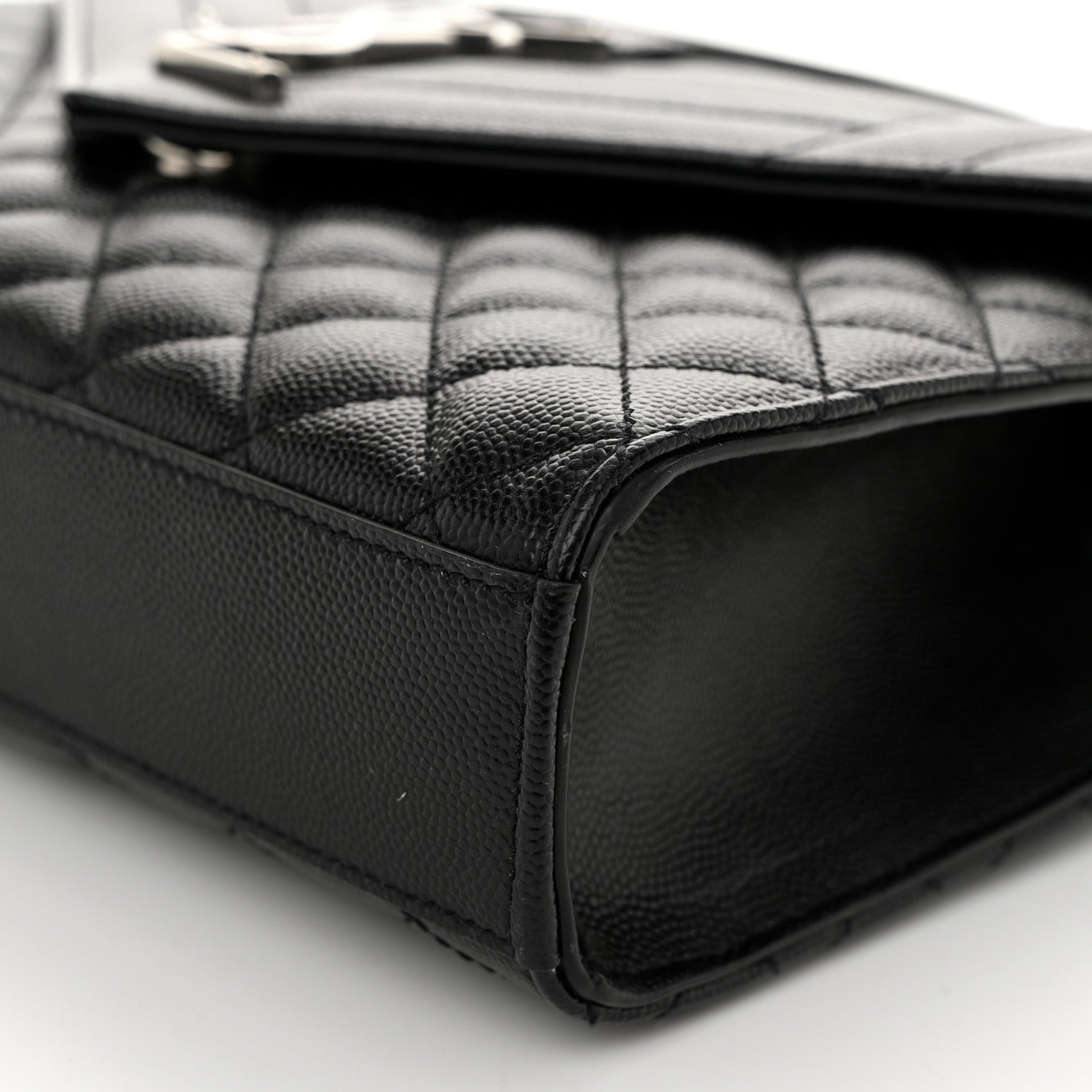 Saint Laurent Grain De Poudre Textured Mixed Matelasse Triquilt Medium Monogram Satchel Black 9 of 10