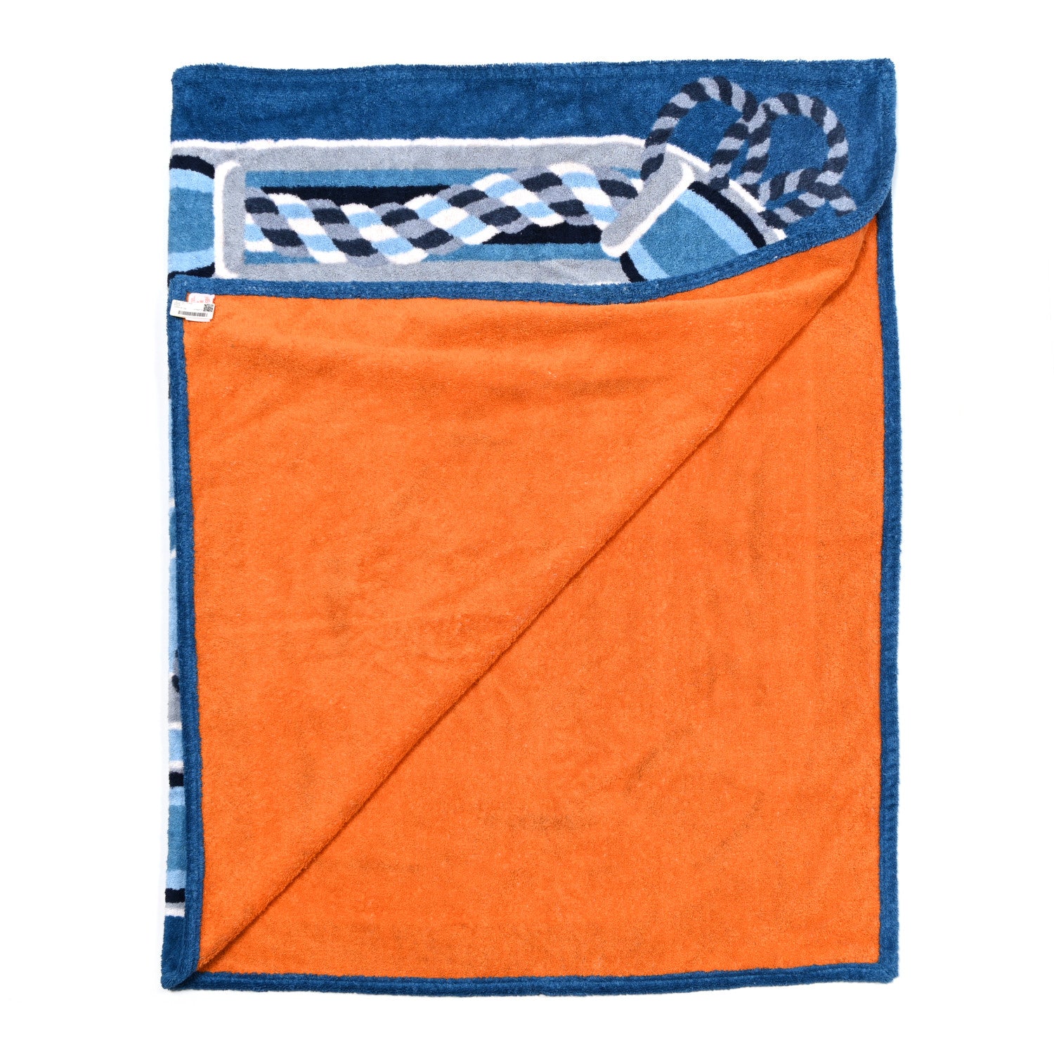 Hermes Cotton Terry Canoe H Beach Towel Denim 2 of 5