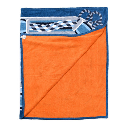 Hermes Cotton Terry Canoe H Beach Towel Denim 2 of 5