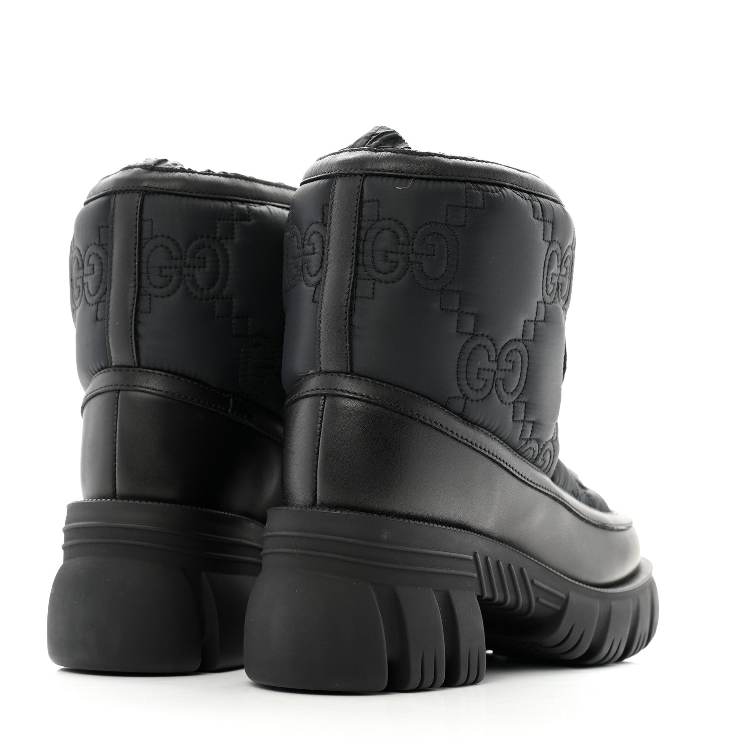 Gucci Nylon Calfskin GG Matelasse Lace Up Platform Ankle Boots 37 Black 5 of 10
