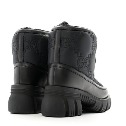 Gucci Nylon Calfskin GG Matelasse Lace Up Platform Ankle Boots 37 Black 5 of 10