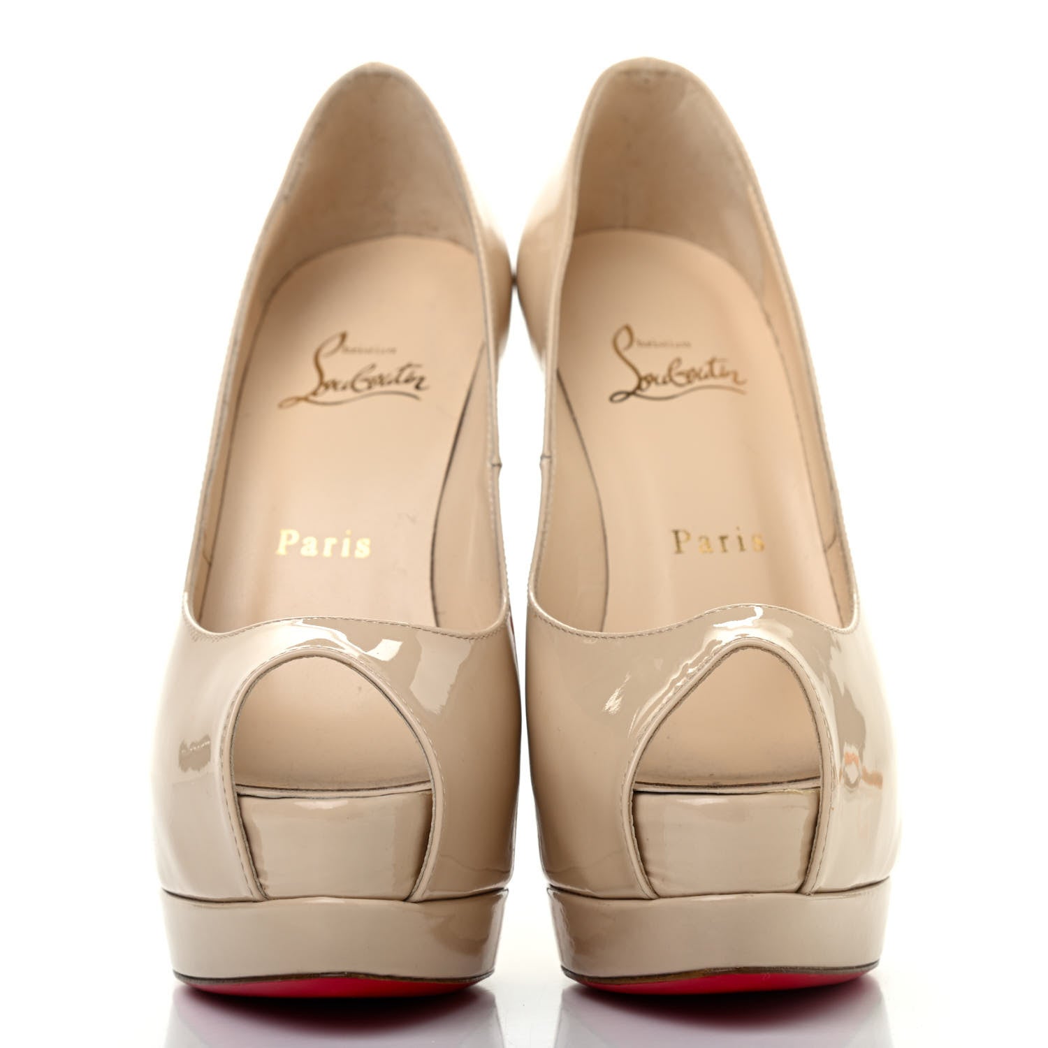 Christian Louboutin Patent Lady Peep 150 Pumps 36.5 Natural 2 of 4