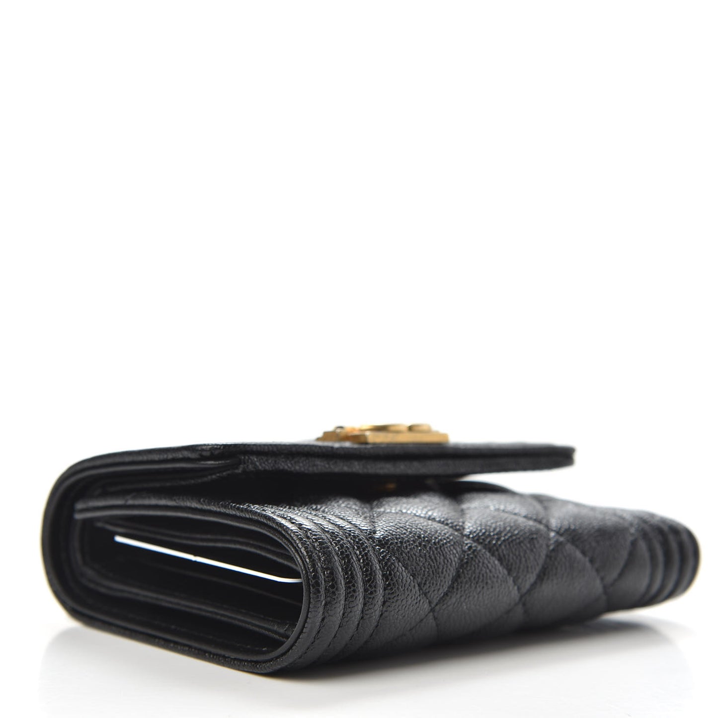 Caviar Quilted Compact Boy Wallet Black