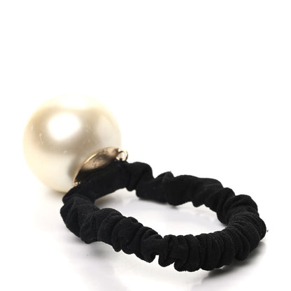 Chanel Pearl CC Hair Tie Black Gold Pearly White 3 of 4