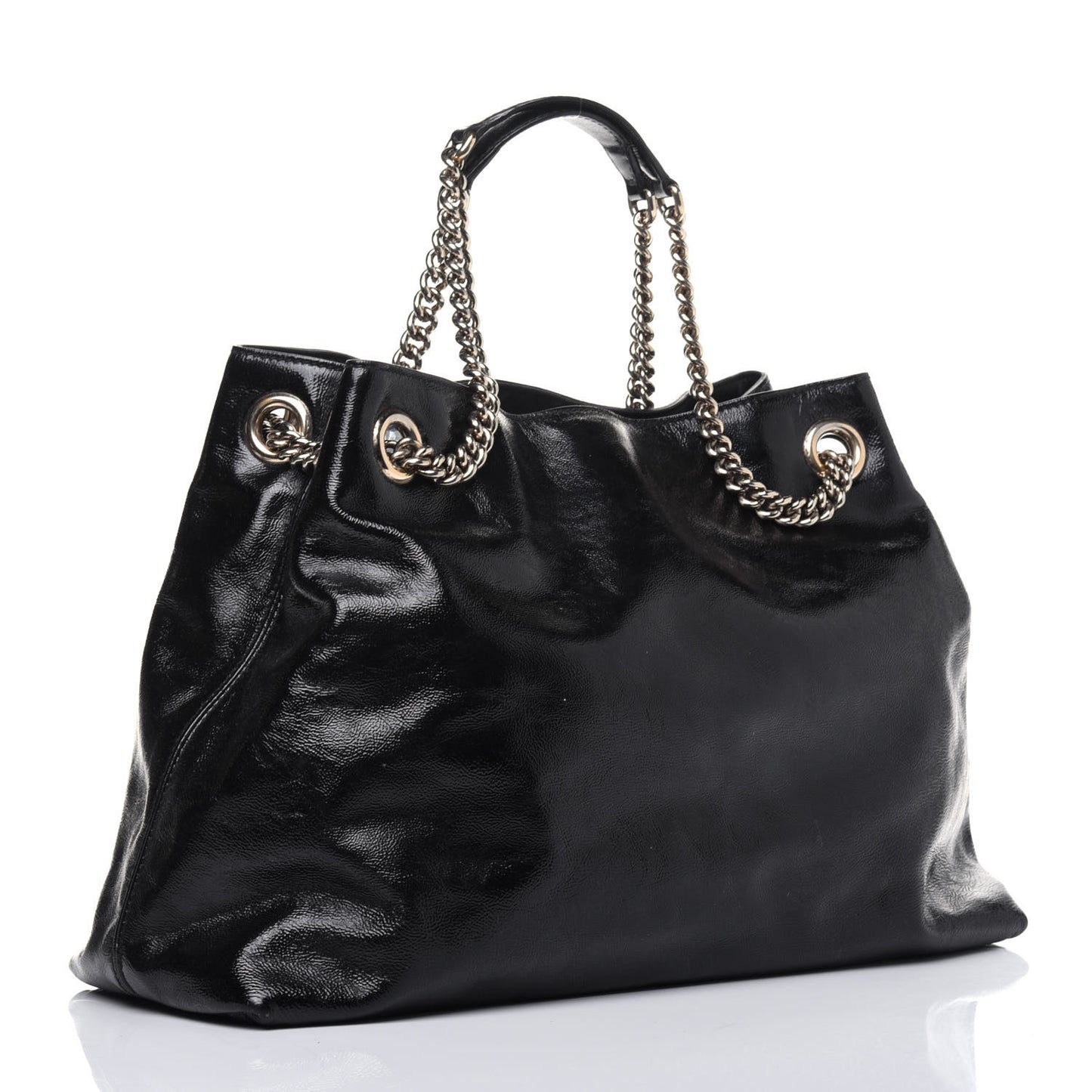 Patent Medium Soho Chain Shoulder Bag Black