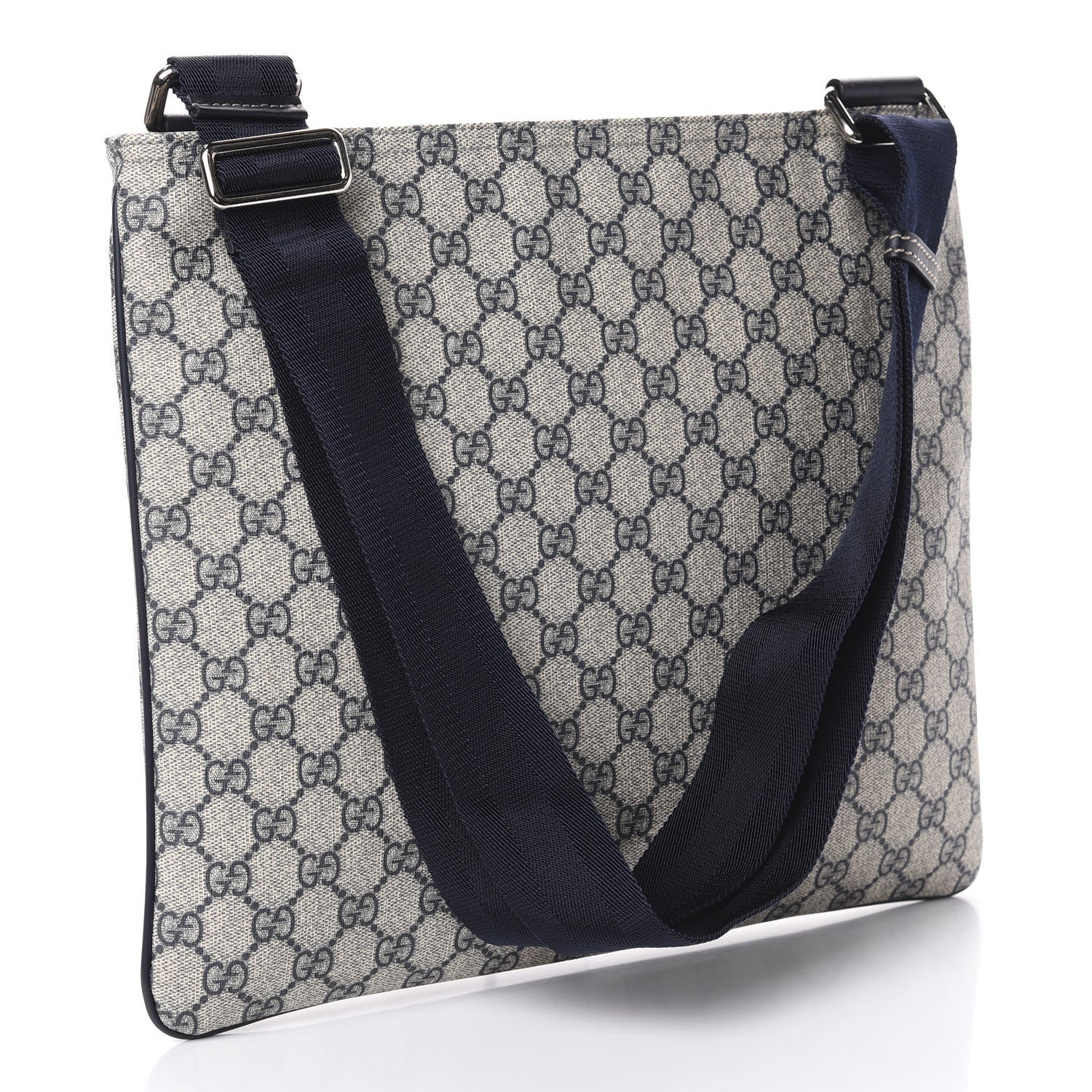 Gucci GG Plus Monogram Large Flat Messenger Bag Beige Blue 3 of 10