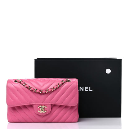 Chanel Lambskin Chevron Quilted Small Double Flap Pink 13 of 13