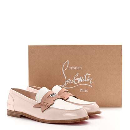 Christian Louboutin Patent Calfskin Nubuck Womens Penny Donna Flat Loafers 40 Leche 10 of 10