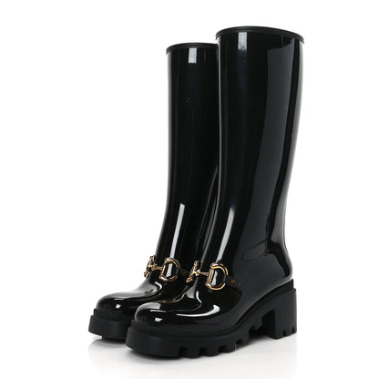 Gucci Rubber Horsebit Knee High Boots 36 Black 3 of 7