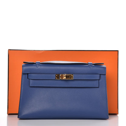 Hermes Swift Kelly Pochette Clutch Bleu Brighton 27 of 27