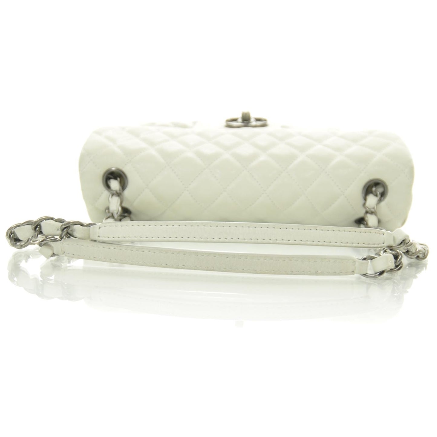 Iridescent Calfskin Chic Quilt Flap White