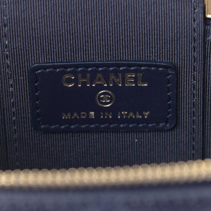 Chanel Caviar Quilted Mini Vanity Case With Chain Navy Blue 6 of 11