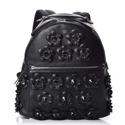 Fendi Vitello Dolce All Over Flowerland Large Backpack Black 1 of 7