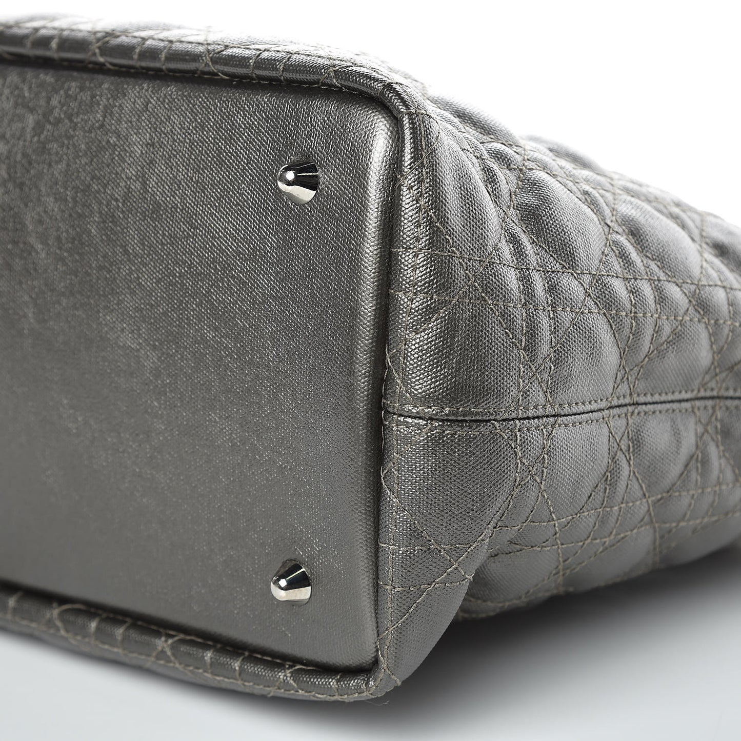 Coated Canvas Cannage Small Panarea Tote Grey