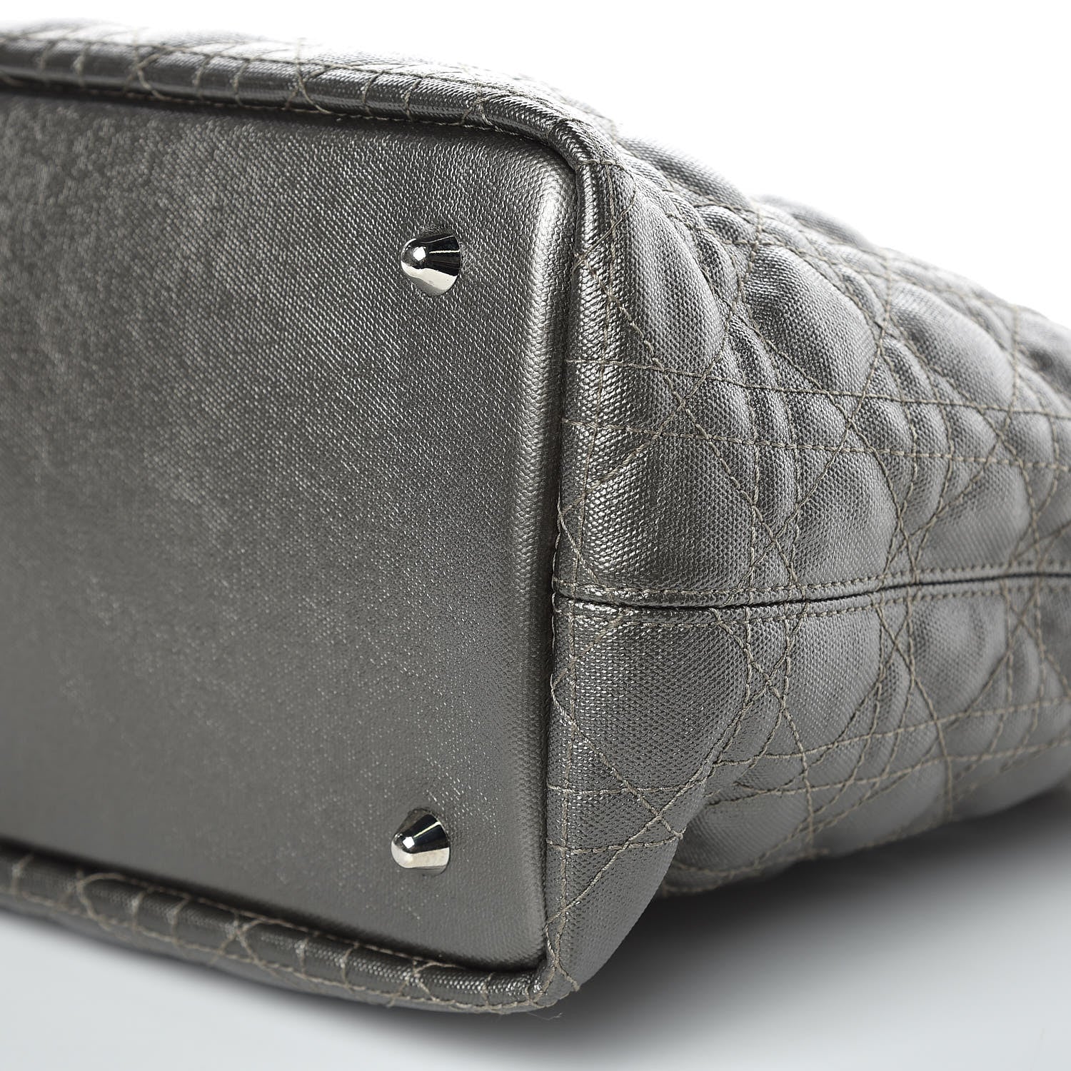 Christian Dior Coated Canvas Cannage Small Panarea Tote Grey 9 of 10