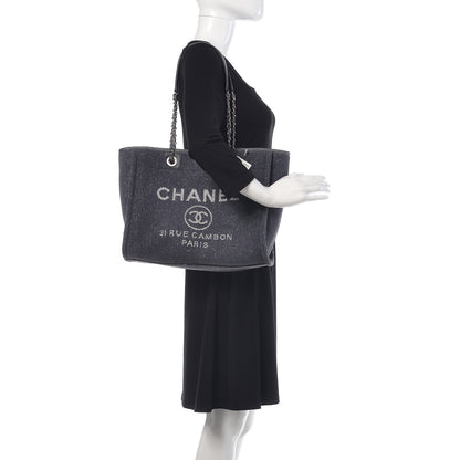 Chanel Lurex Boucle Small Deauville Tote Light Grey 2 of 10