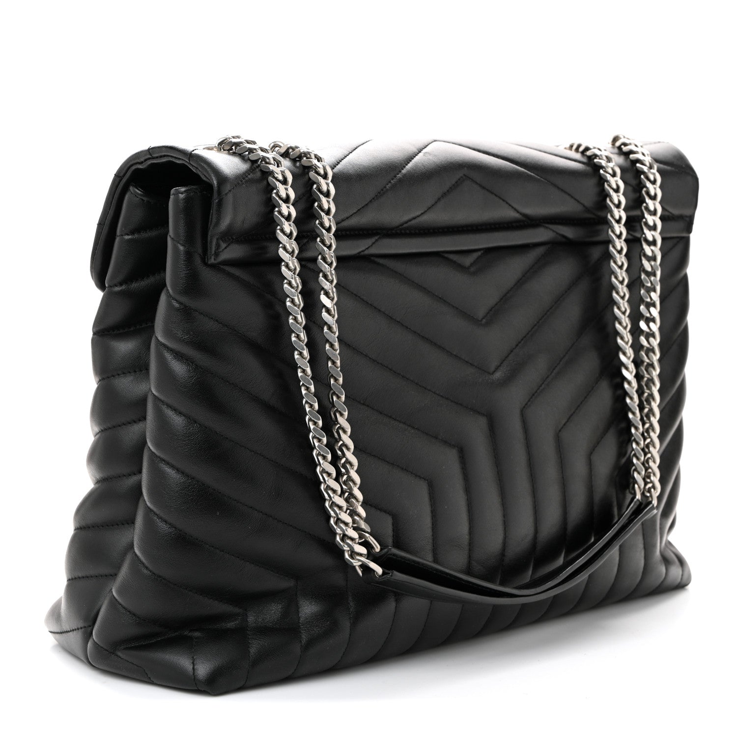 Saint Laurent Calfskin Y Quilted Monogram Large Loulou Chain Satchel Black 3 of 10