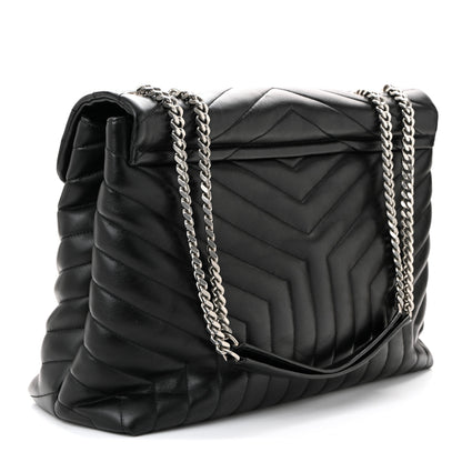 Saint Laurent Calfskin Y Quilted Monogram Large Loulou Chain Satchel Black 3 of 10