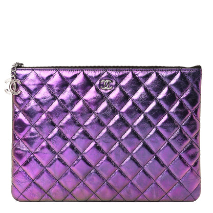 Chanel Iridescent Crumpled Calfskin CC Ripples Medium Cosmetic Case Purple 1 of 12