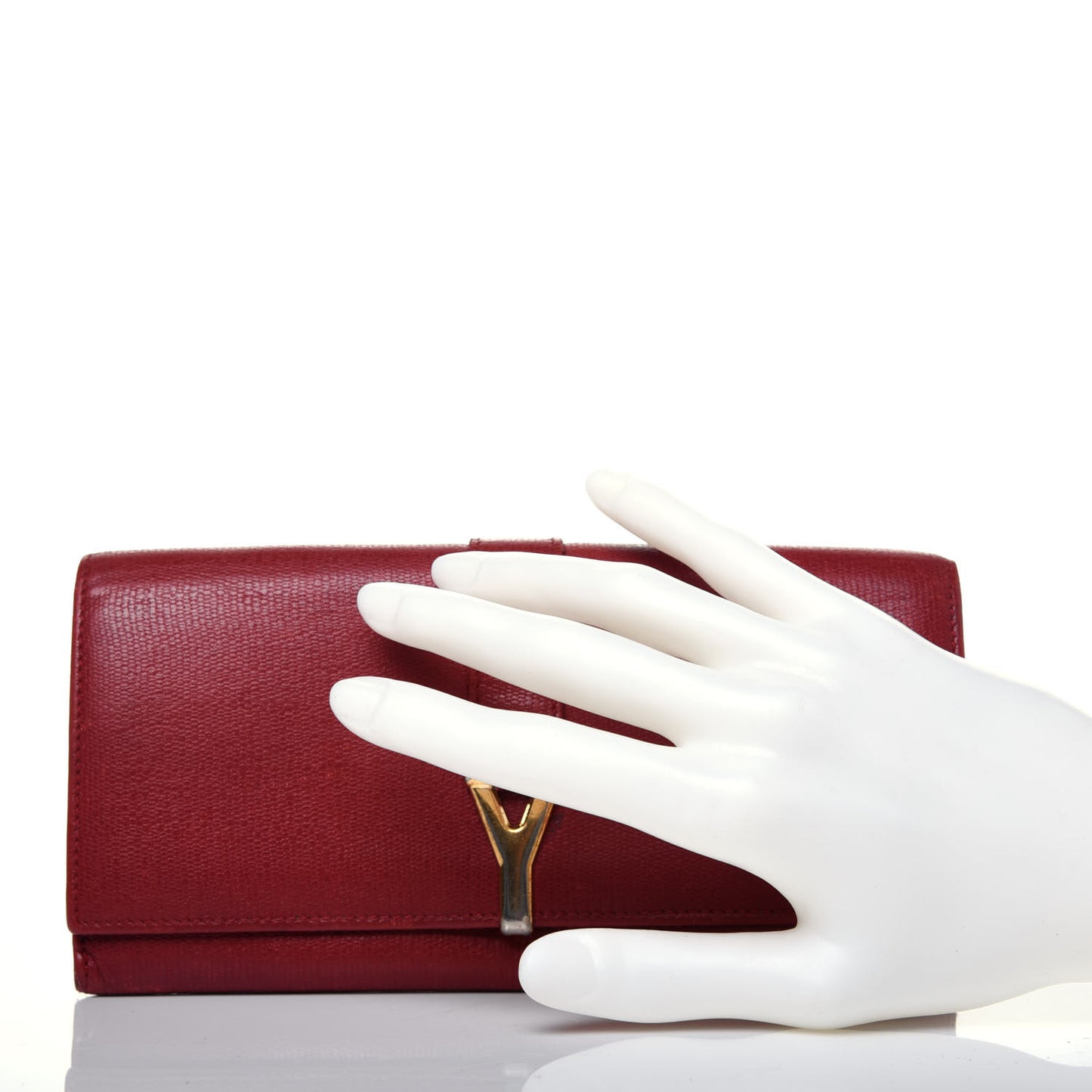 Textured Calfskin Classic Y Ligne Clutch Red
