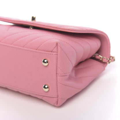 Chanel Caviar Chevron Quilted Mini Coco Handle Flap Pink 9 of 10