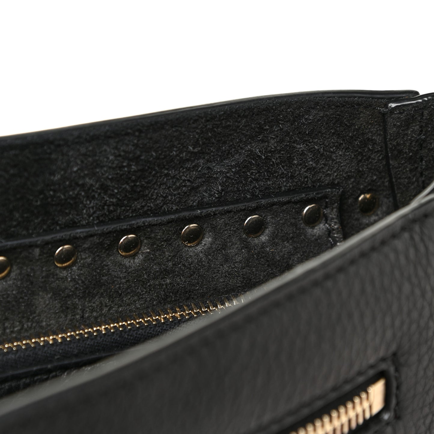Grained Calfskin Rockstud Saddle Bag Black