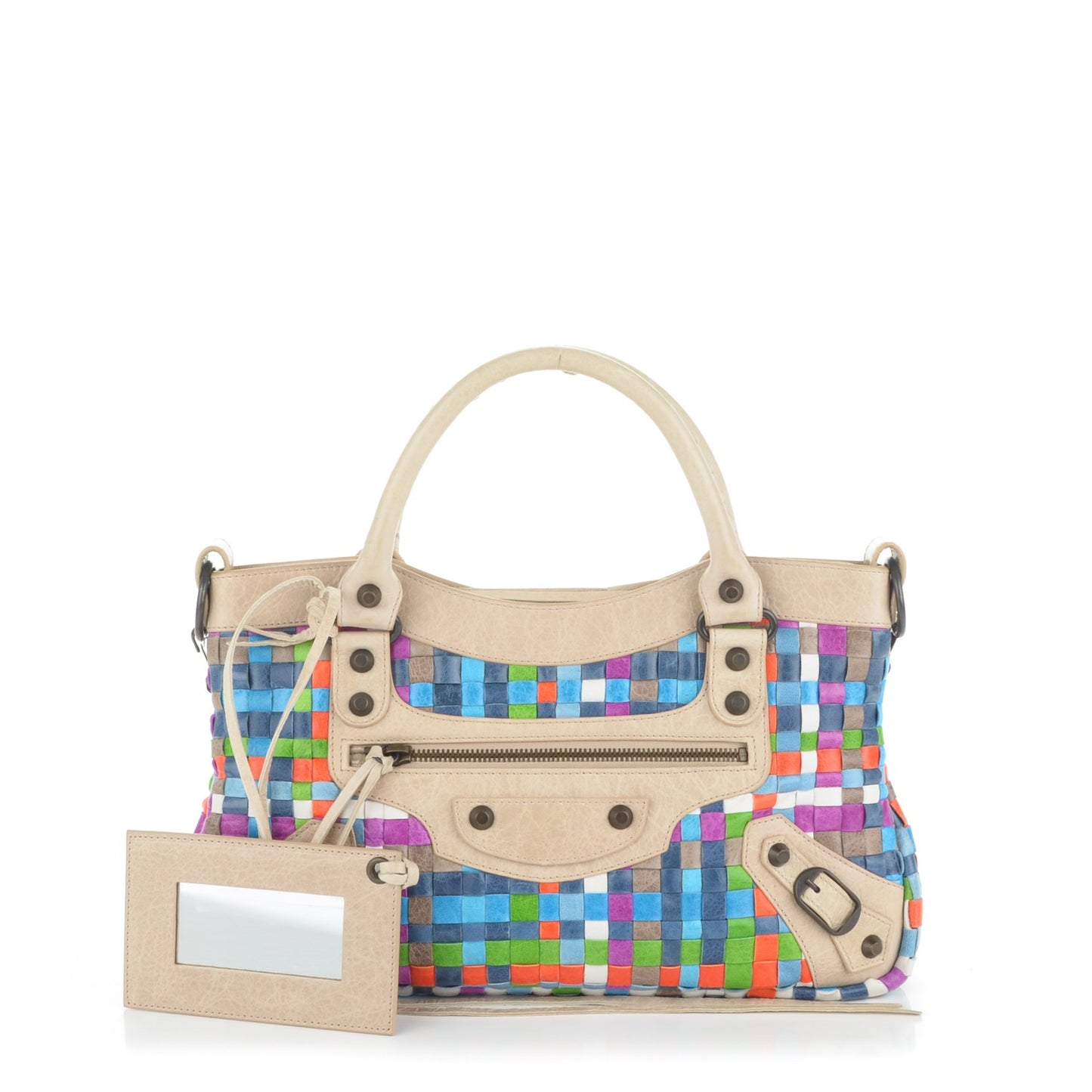 Agneau Lattice Woven Classic Hardware First Multicolor Praline