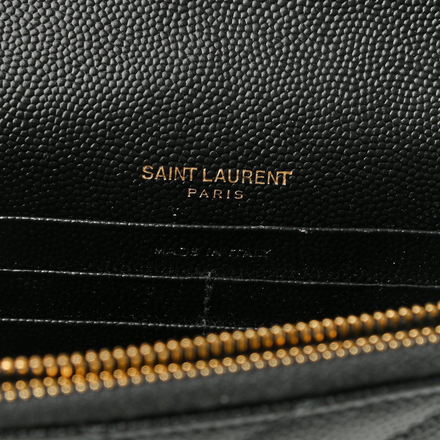 Grain De Poudre Matelasse Chevron Monogram Envelope Chain Wallet Black
