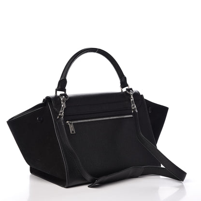 Celine Drummed Calfskin Suede Small Trapeze Black 3 of 8