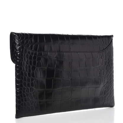 Givenchy Calfskin Crocodile Embossed Medium Antigona Envelope Clutch Black 3 of 7