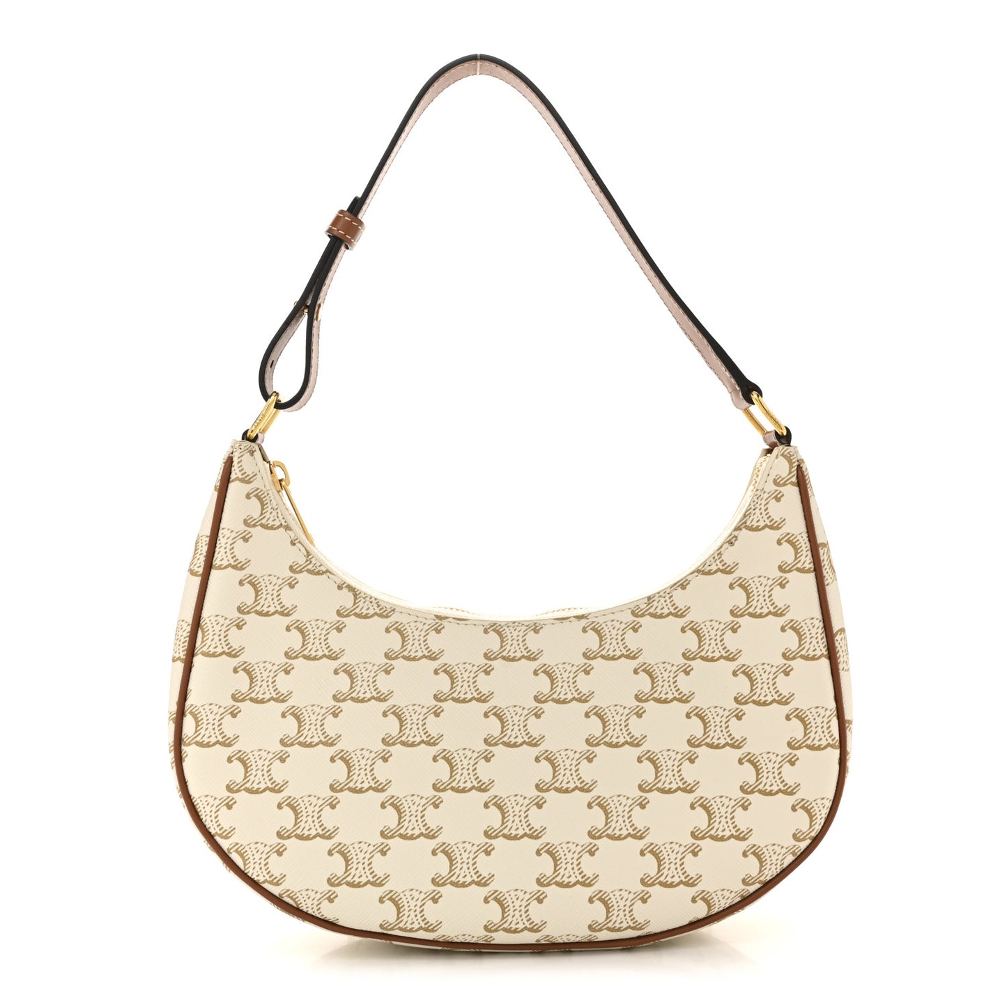 Canvas Calfskin Ava Triomphe Shoulder Bag White