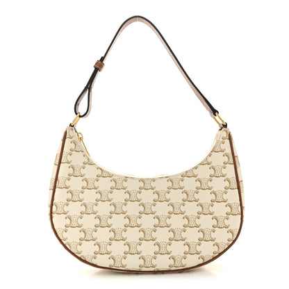 Celine Canvas Calfskin Ava Triomphe Shoulder Bag White 1 of 11