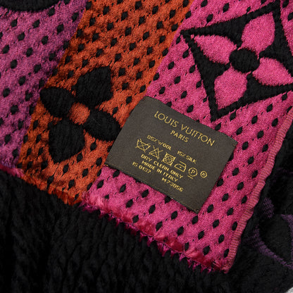 Louis Vuitton Wool Silk Rainbow Logomania Scarf Black 3 of 3