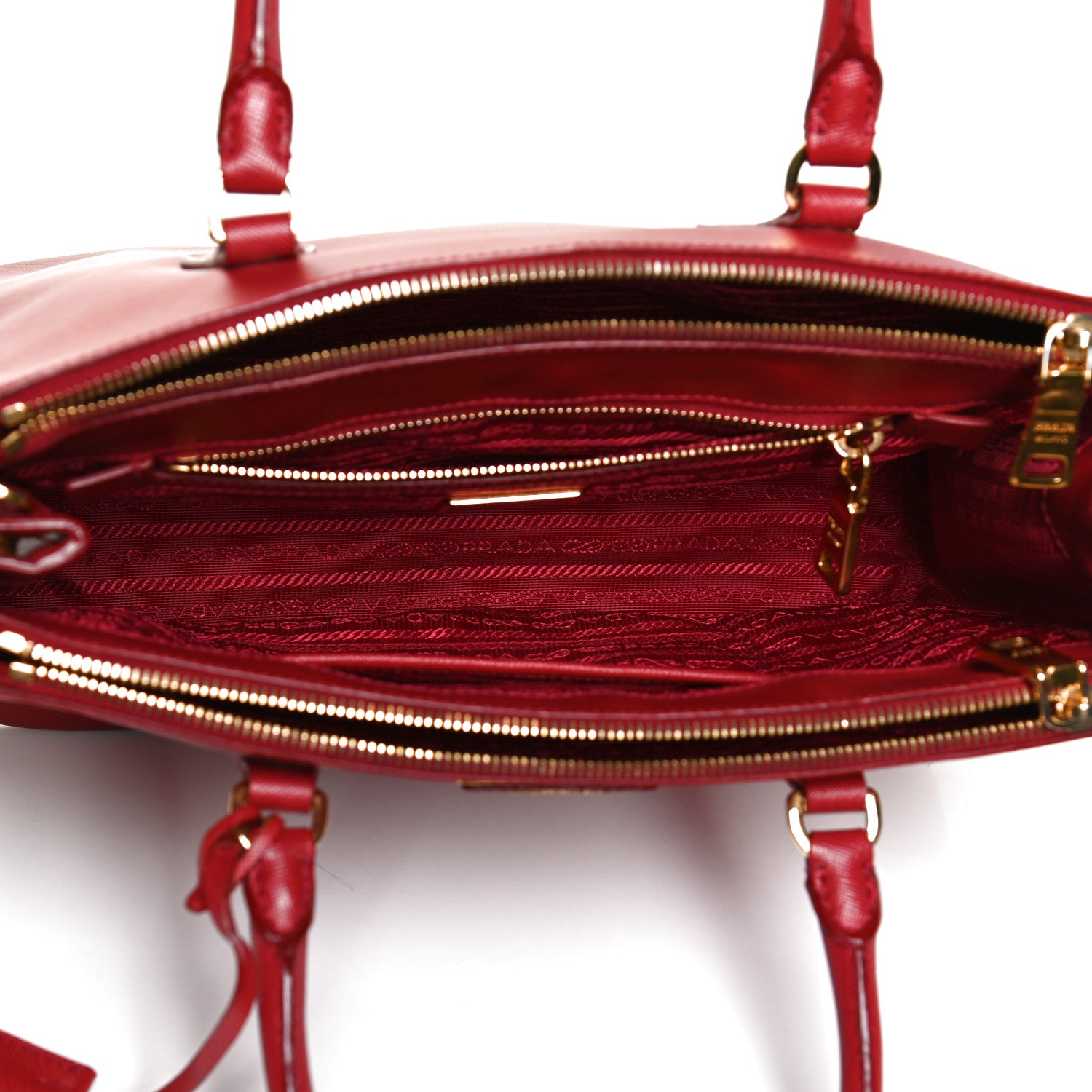 Prada Saffiano Small Galleria Double Zip Tote Fuoco 5 of 12