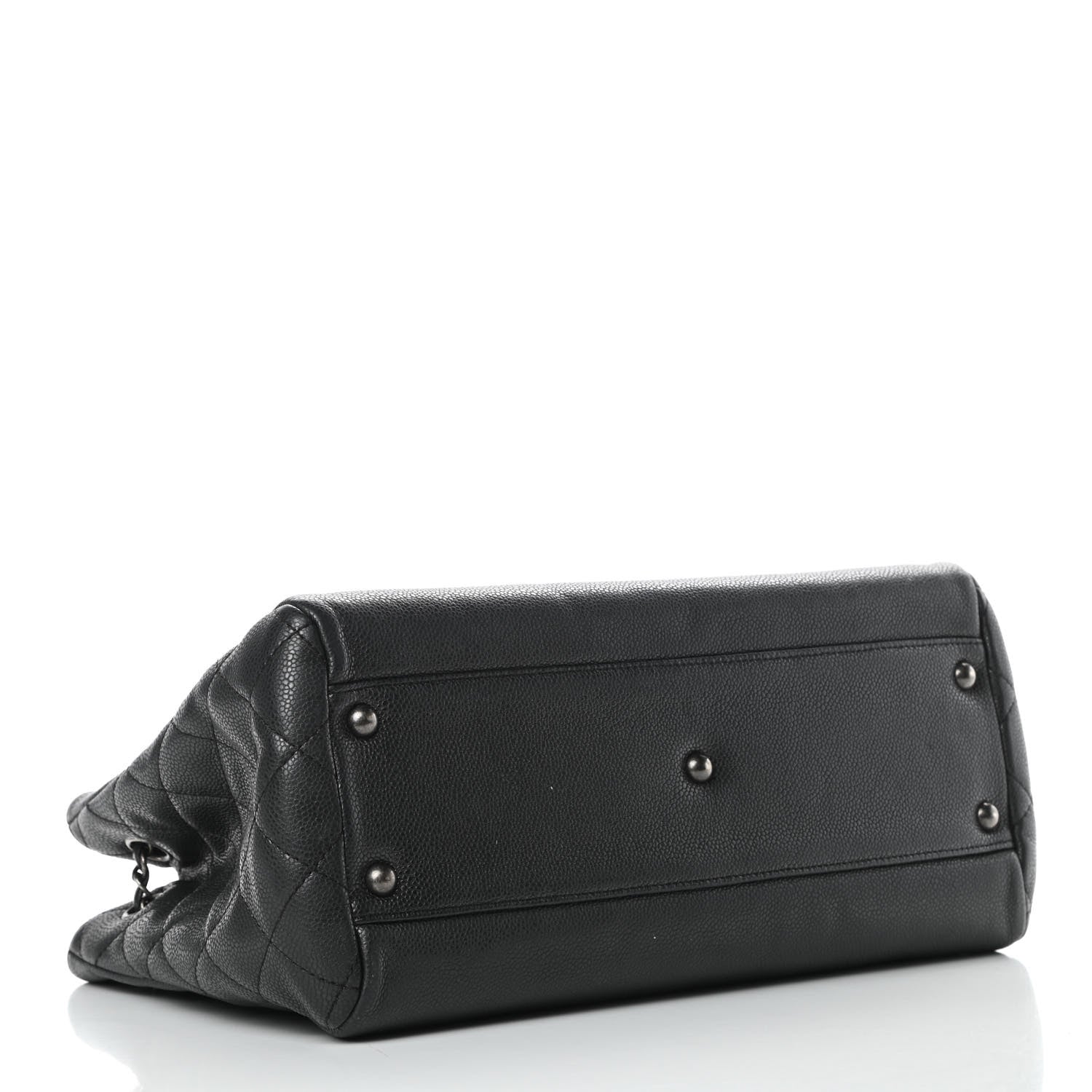 Chanel Metallic Grained Calfskin Medium Woven Chain Shopping Tote Black 4 of 12