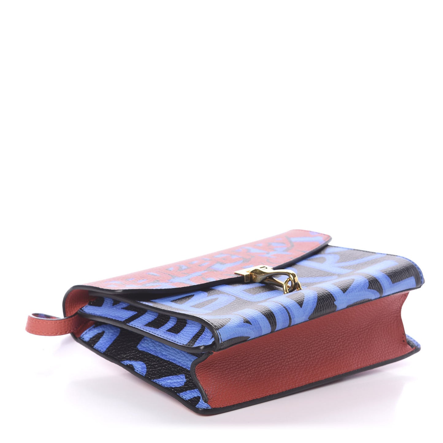 Calfskin Graffiti Print Small Macken Crossbody Bag Black