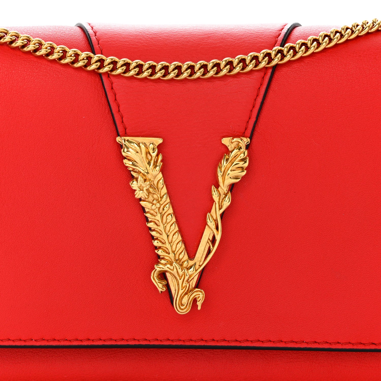 Versace Vitello Virtus Mini Chain Bag Eros Flame Red 7 of 11