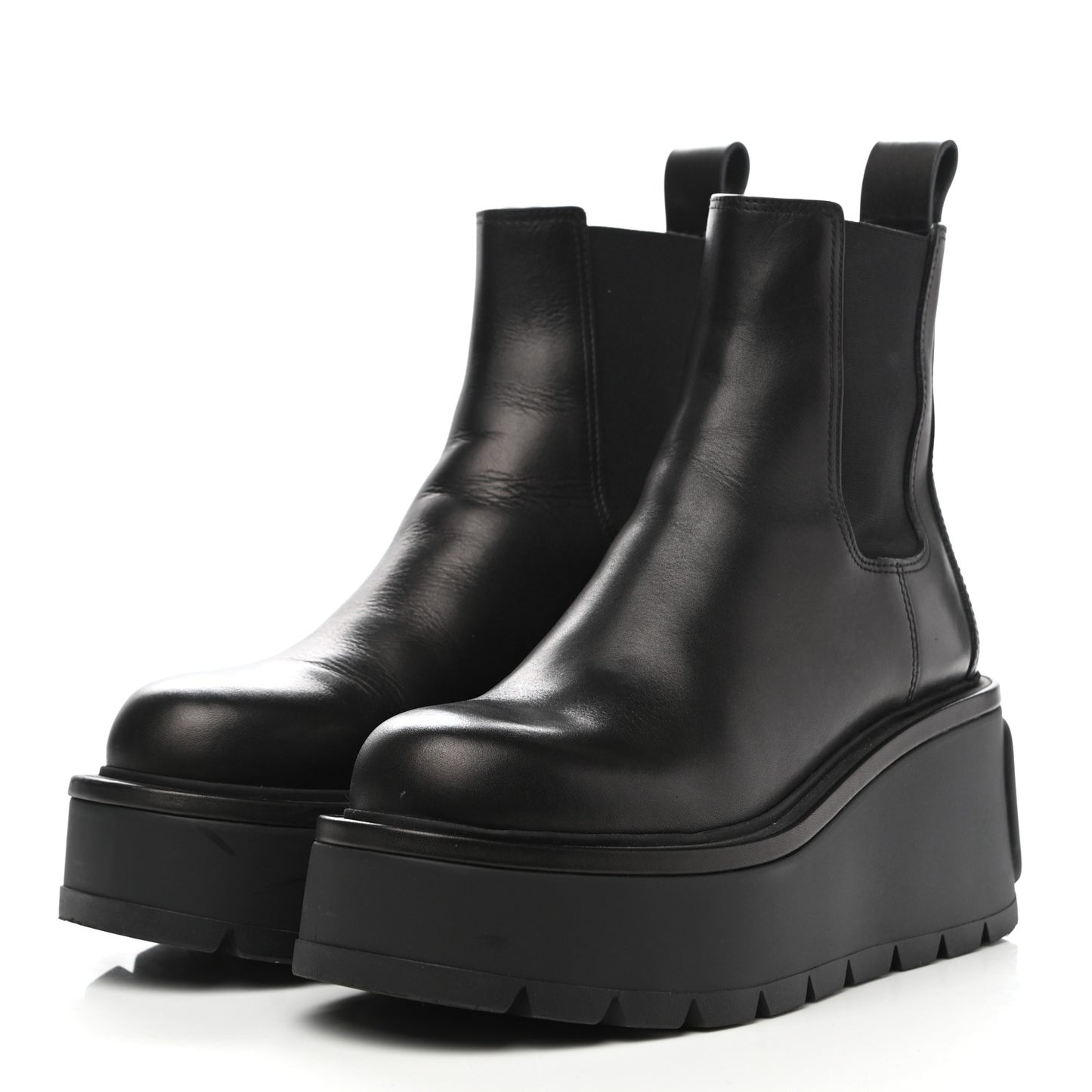Calfskin VLOGO Uniqueform Chelsea 55/85mm Flatform Ankle Boots 37.5 Black