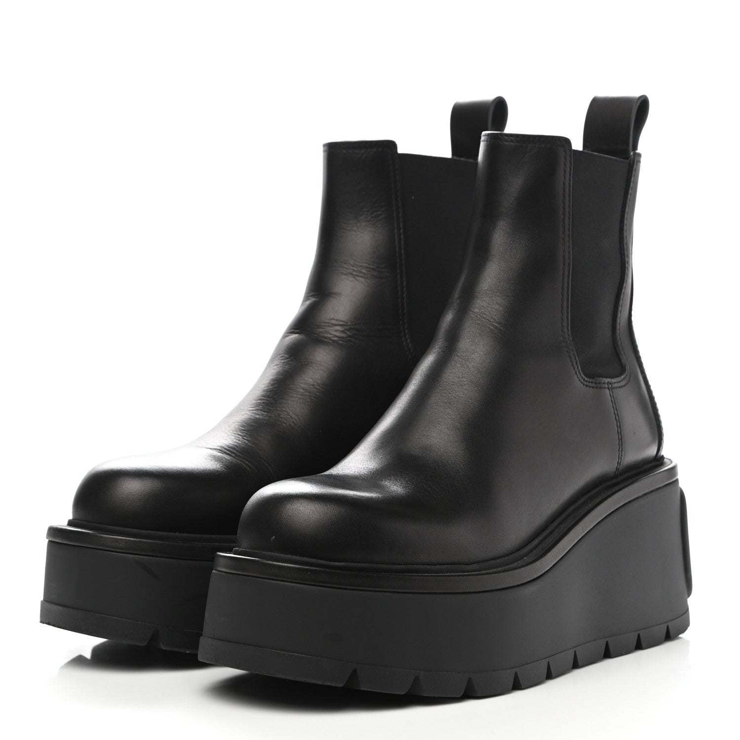 Valentino Garavani Calfskin VLOGO Uniqueform Chelsea 55/85mm Flatform Ankle Boots 37.5 Black 3 of 9