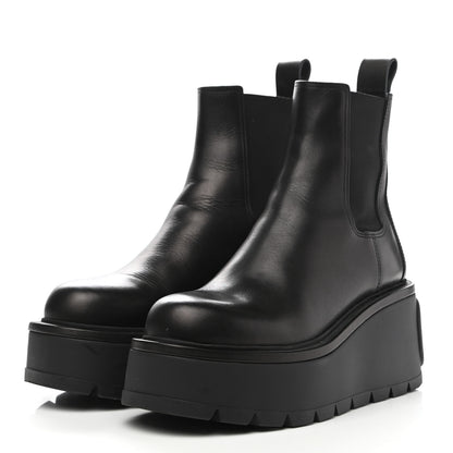 Valentino Garavani Calfskin VLOGO Uniqueform Chelsea 55/85mm Flatform Ankle Boots 37.5 Black 3 of 9