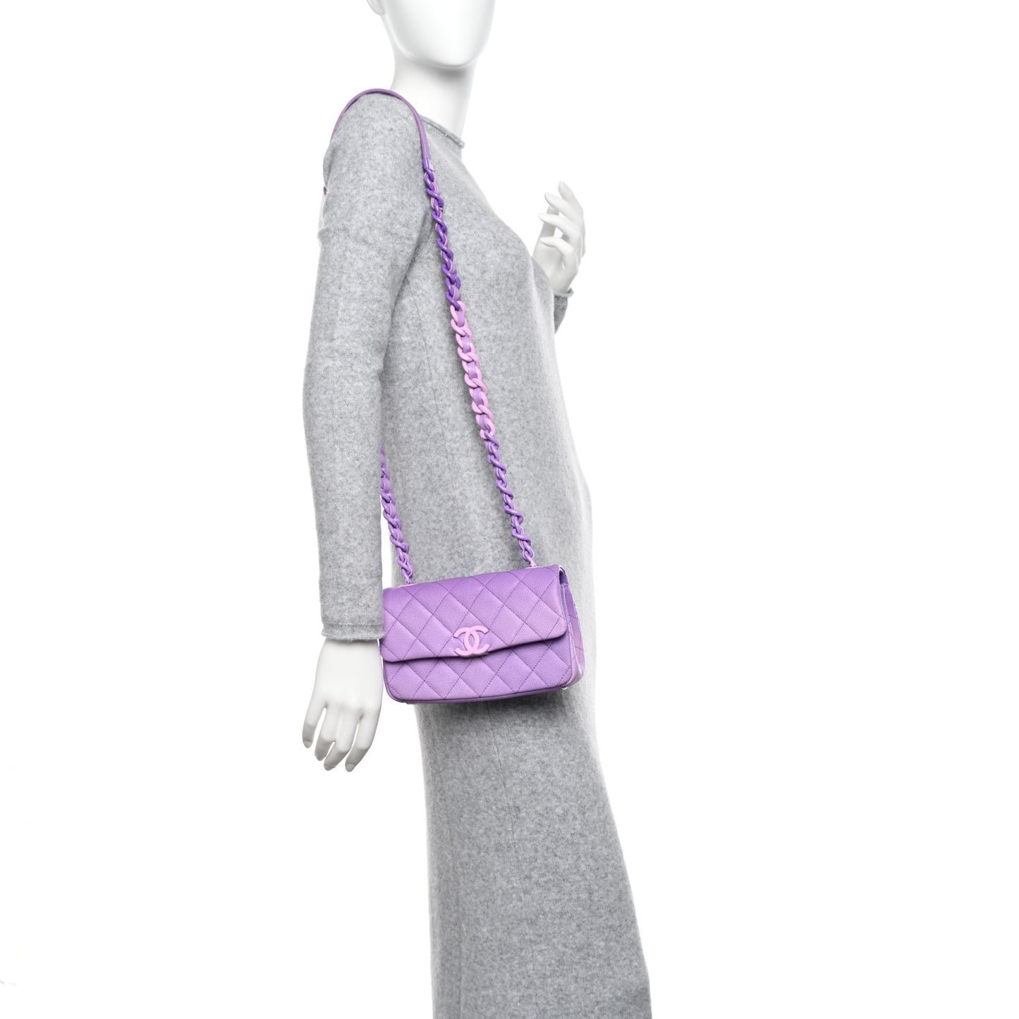 Shaded Caviar Quilted My Everything Small Flap Purple Light Purple