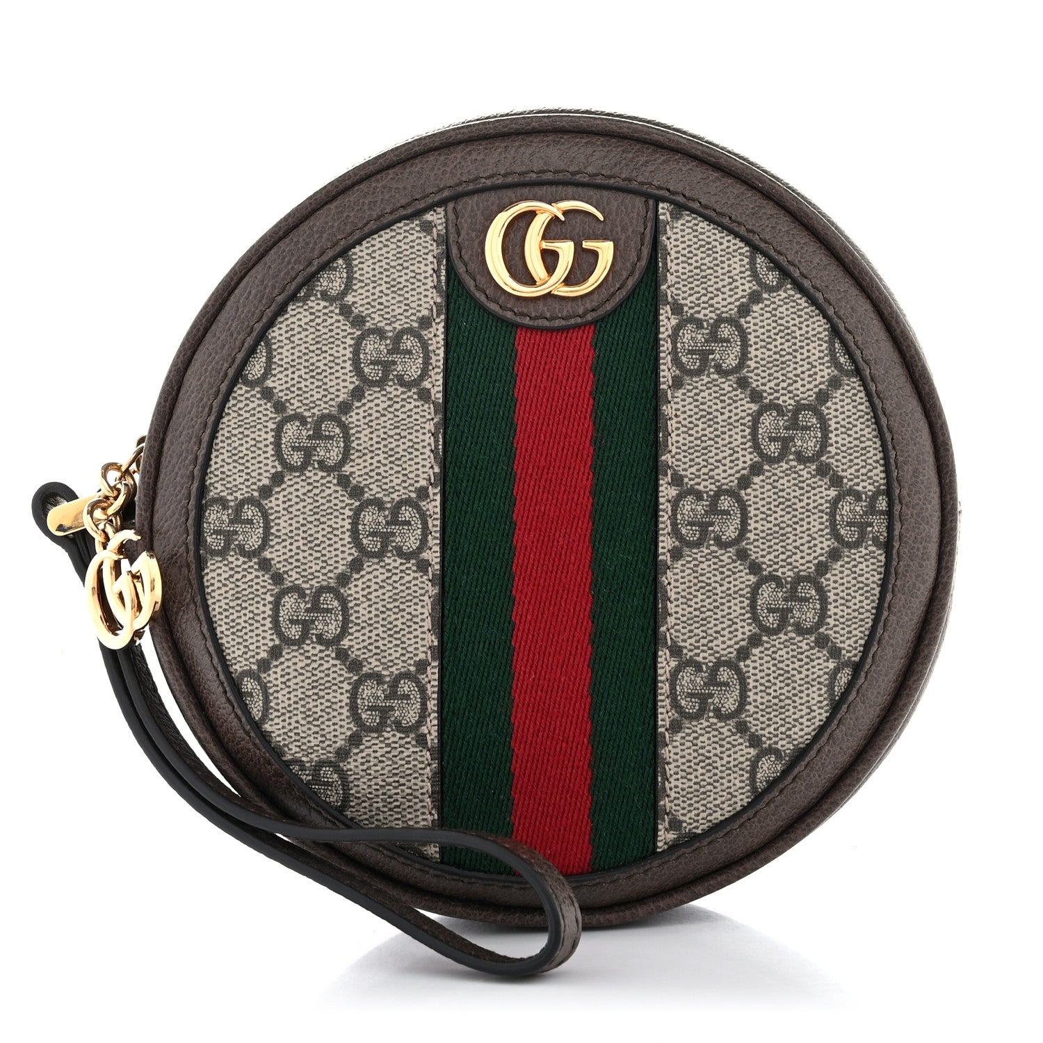 Gucci GG Supreme Monogram Web Ophidia Circle Wristlet Beige New Acero 1 of 9