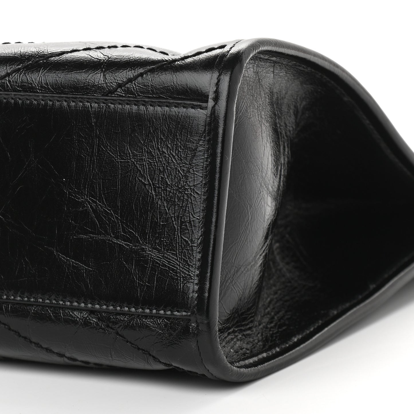 Crinkled Calfskin Matelasse Monogram Medium Niki Shopper Tote Black
