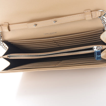 Saint Laurent Grain De Poudre Matelasse Chevron Monogram Chain Wallet Nude Powder 5 of 8