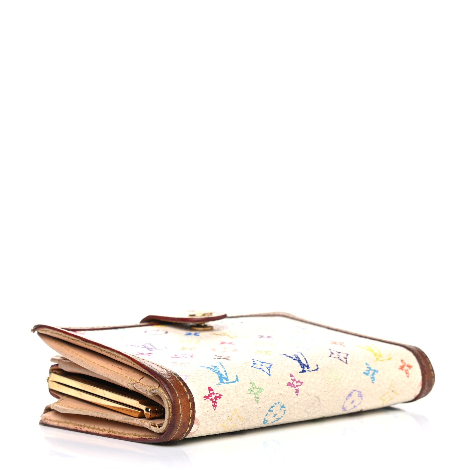 Louis Vuitton Monogram Multicolor French Purse Wallet White 3 of 17